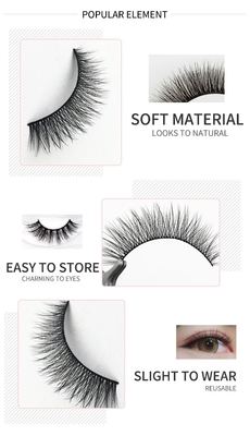 Long Mink Fur Real Hair False Eyelashes Wear Comfort Thickness 0.07mm